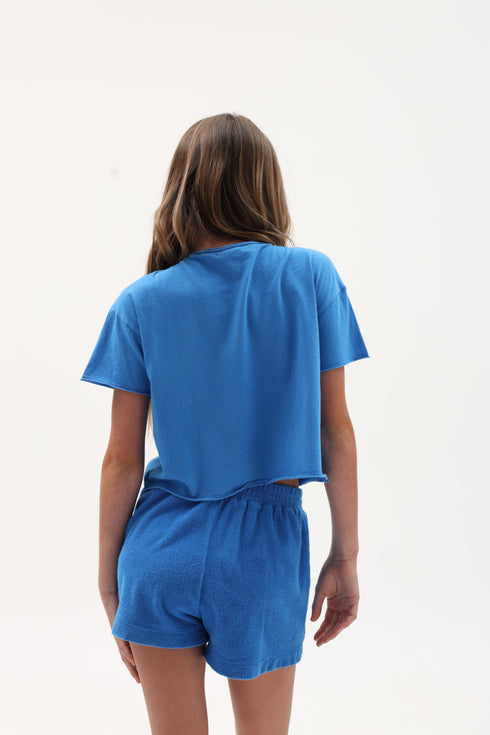 COTTON JERSEY RAW EDGE POCKET TEE